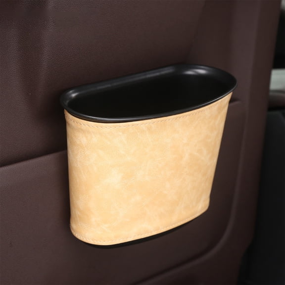 Oggfader Kitchen Garbage Bags Car Trash Can Car Interior With Leather Car Trailer Door Storage Bucket To Store Garbage Bags Car Supplies Beige