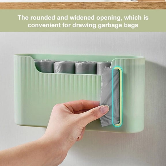 Oggfader Kitchen Trash Bags Wall Mounted Garbage Bag Organizer Mint Green