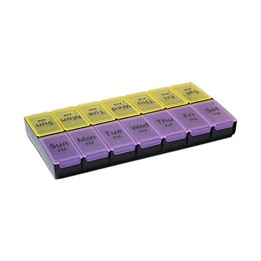 Oggfader Large Pill Organizer 7 Day 2 Times a Day Weekly Pill Box Tablet Dispenser Organiser Weekly Storage Case For Am Pm Pill Container Vitamin Case Twice a Day Morning Bedtime