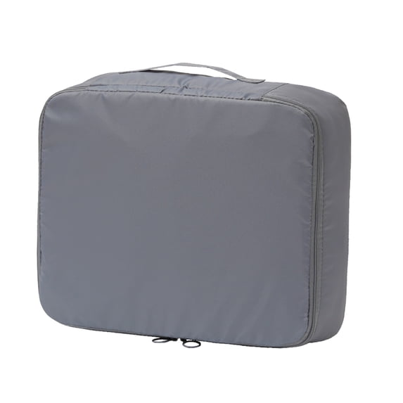 Oggfader Large Travel Packing Cubes, Twill Fabric Multi-Functional Storage Bag with Compartments & Mesh Pockets, Gray, for Luggage, Clothes, Shoes - Large Size