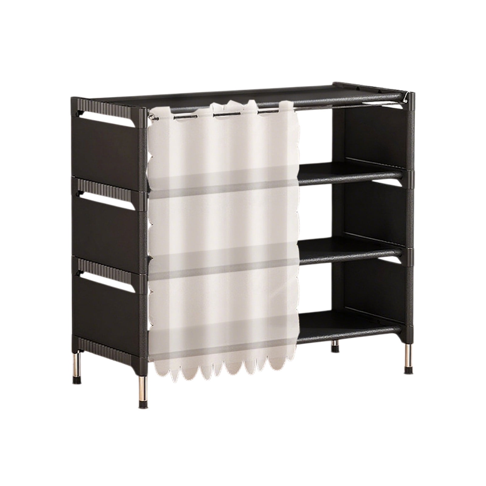 11 Fader Rack Oggfader Multi-layer Dustproof Shoe Rack with Curtain, Stackable Black ...