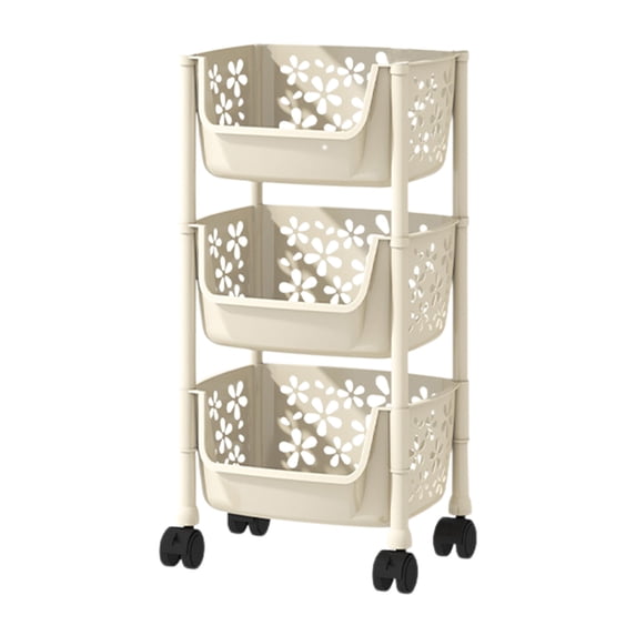 Oggfader Narrow Rolling Storage Cart, 3-Tier Mobile Shelf with Wheels & Brake, Plastic Organizer for Bathroom, Kitchen - Space-Saving Gap Storage