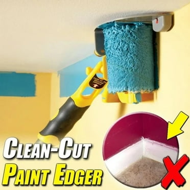 Oggfader Paint Brushes Home Improvement Clean Paint Edger Roller Brush Banding Machine Wall Ceiling Painting Tool Trimming Latex Paint Brush for Interior Corner Walls Set Yellow
