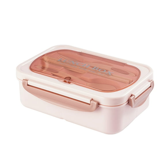 Oggfader Pink Divided Lunch Box - Microwave Safe, Leak Proof - For Work & Stu-dents - With Utensils, Plastic