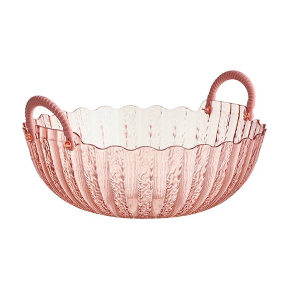 Oggfader Pink Water Wave Plastic Fruit Tray - Large Capacity for Snacks, Candy, Living Room Coffee Table