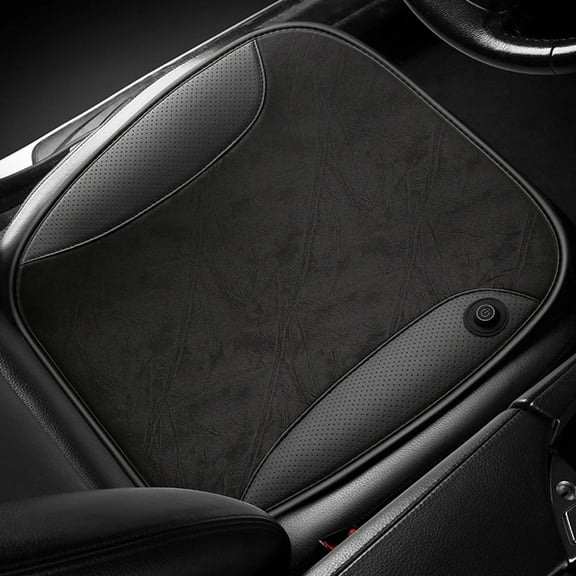 Oggfader Portable Heating Pad Heated Car Seat Cushion 12V Portable Car Heating Pad Back Heating And Ventilation Function Winter Driving Black