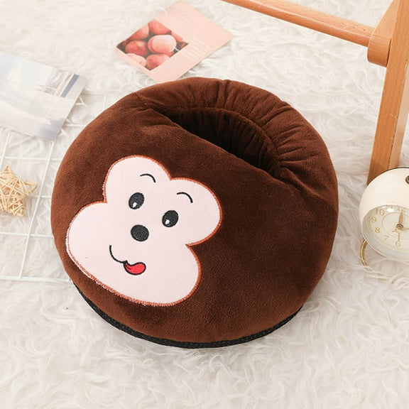 Oggfader Portable Heating Pad USB Foot Heated Warmer Slippers Portable Feet Warmers With Heating Pad Removable And Washable Foot Warmer Brown