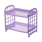 Oggfader Purple 2 Tier Kitchen Storage Rack - Collapsible Plastic Drainage Rack, Countertop Utensil Organizer, Space Saving Portable Kitchen Countertop Storage for Utensils, Bowls