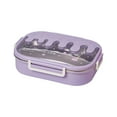 thumbnail image 1 of Oggfader Purple 3 Compartment Stainless Steel Bento Box - Leakproof, Microwave Safe, Portable Lunch Box for Ki-ds, Stu-dents & Work, 1 of 1