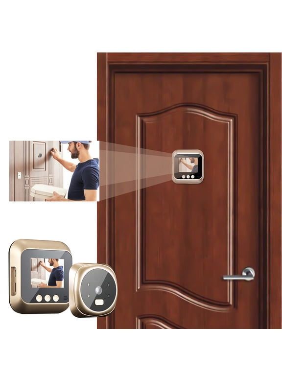 Ring Doorbell Camera Digital Door Viewer 2.4 Inch 720P LCD Screen Infrared Night Vision 160 Degree Lens View 4 AAA Battery (excluded) Gold