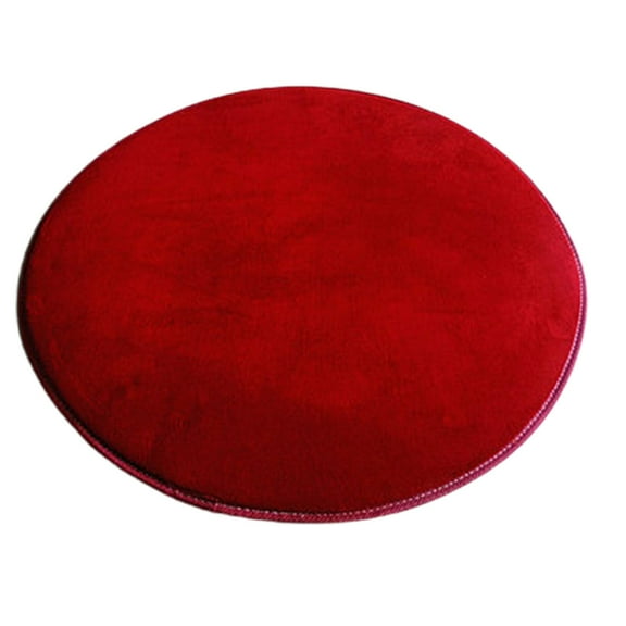 Oggfader Round Solid Velvet Foam Carpets Area Rug Bedroom Doormat Floor Mat Mats Red 32in x 32in