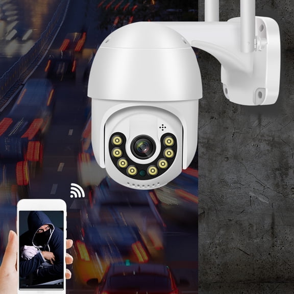 Oggfader Security Cameras Wireless Wifi Outdoor Surveillance Camera Home HD 2.4GHz Wifi Monitor Wholesale Night Vision Camera Network Support,White