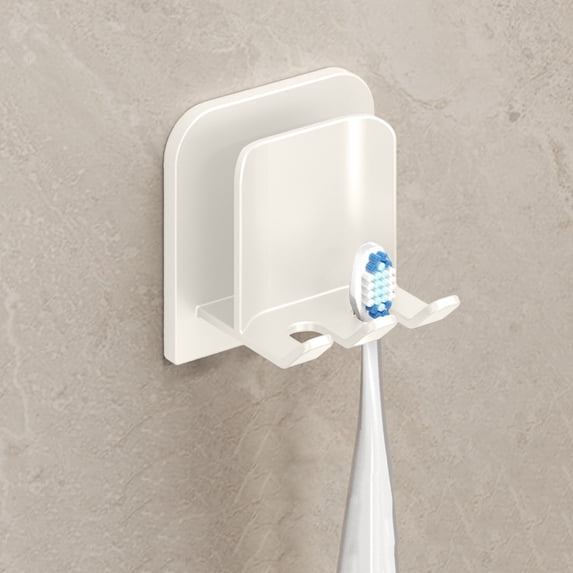 Oggfader Self Adhesive Wall Mounted Toothbrush Holder with Cover, Ventilated Bathroom Organizer for Small RV Storage