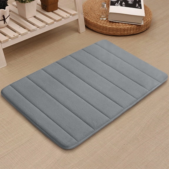 Yarino Shower Mat Kitchen Mats or Rugs Thickened Coral Velvet Embossed Entrance Carpet Floor Mat Bathroom Bathroom Water Absorption Foot Pad Slip Pad 40 * 60cm Gray