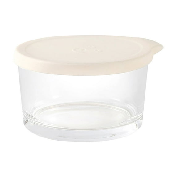 Oggfader Small White Glass Food Container with Lid, 8cm Mini Leakproof Storage Bowl - Microwave Safe for Yogurt, Sauce, Office Snacks