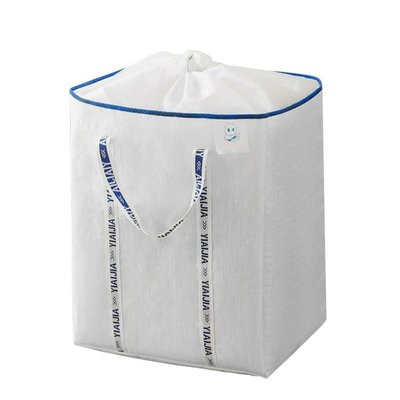 Oggfader Small Woven Plastic Storage Bags for Clothes - Waterproof, Reusable Moving Totes with Drawstring & Reinforced Handles, Foldable 18 Inch for Dorm, Travel, Bedding