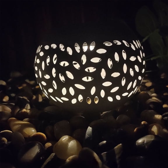 Oggfader Solar Lights Outdoor Waterproof Table Lantern Flickering Flame Light Round Pot With Warm Yellow Garden LED Tabletop Lamp Decorative For Garden Yard