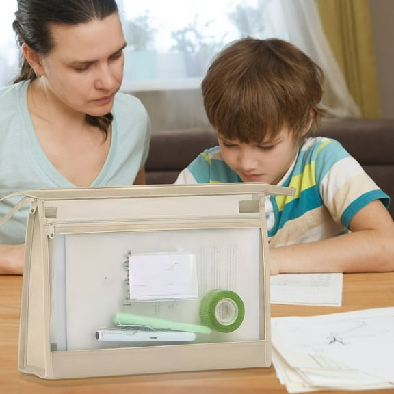 Oggfader Storage Bags for Clothes Double Layered Three dimensional Subject File With Mesh Large Capacity Zipper Student Subject Bag Homework Paper Bag