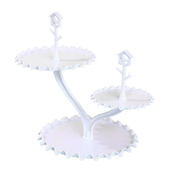Oggfader Tiered Dessert Stand, Sturdy Plastic Fruit Display Rack - Easy Assemble Snack Serving Tray for Party Wedding Coffee Table, Space Saving