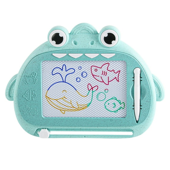 Oggfader Toddler Shark Magnetic Drawing Board - 4-Color Erasable Reusable Safe Lightweight Educational Toy for Kids Home & Travel