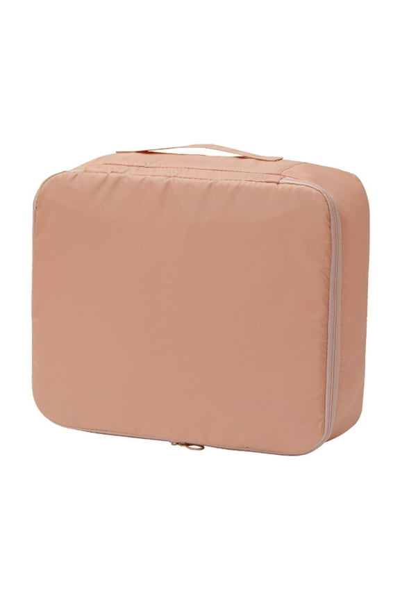 Twill Fabric Multi-Compartment Travel Storage Bag - Breathable Mesh, Pink Medium Size - Luggage Organizer for Clothes, Shoes & Essentials