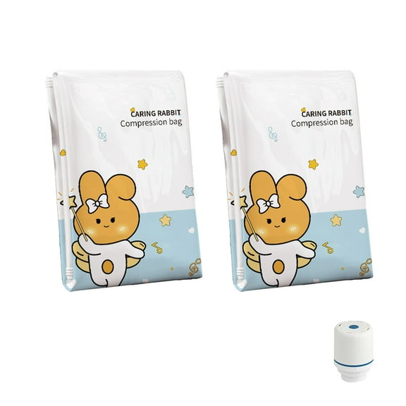 Oggfader Vacuum Storage Bags with Electric Pump, 4 Sizes Heavy-Duty PE Space Saving Bags for Clothes, Bedding & Moving - Airtight Seal, 2 Pack