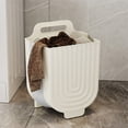 thumbnail image 1 of Oggfader Wall Mounted Laundry Hamper, Foldable Large Capacity Plastic Storage Basket with Ventilated Holes & Handles, for Bathroom Laundry Room, Gray, 1 of 6