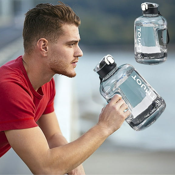 Oggfader Water Bottles Reusable Large capacity Water Cup Sports Fitness Ton Ton Water Bottle High Temperature Wear Ton Ton Bucket Big Belly Cup Straight Drinking Cup With Carrying Handle Plastic