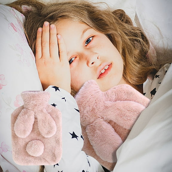 Oggfader Portable Heating Pad Hot Water Bottle 1L Hands in Hot Water Bag Heating Pad With Soft Cover For Hot Compress Hand Feet Warmer Christmas Gifts For Women Girls Kids Pink