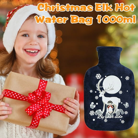 Oggfader Water Bottles Reusable plastic Christmas Water Injection Hot Water Bottle Large Portable Water Hot Water 1000ML