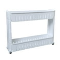 thumbnail image 1 of Oggfader White Plastic 2-Tier Slim Gap Storage Rack - Kitchen, Bathroom, Refrigerator Side Organizer, Space Saving & Movable, 1 of 3