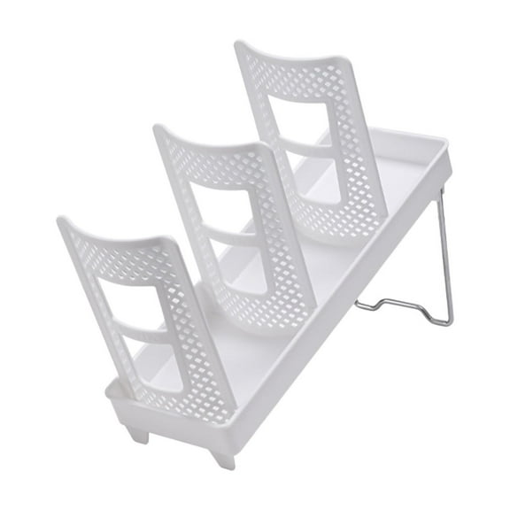 Oggfader White Plastic Cup Holder with Stand, 3 Compartment Disposable Cup Organizer Rack for Coffee Station, Kitchen, Office - Space Saving Cup & Lid Storage