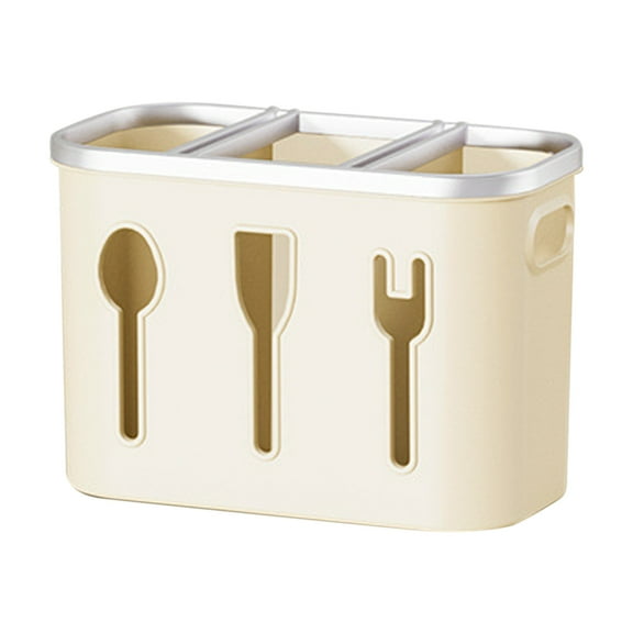 Oggfader White Plastic Cutlery Organizer - Breathable Utensil Storage for Kitchen, Bar, Outdoor - Holds Chopsticks, Straws, Knives, Forks