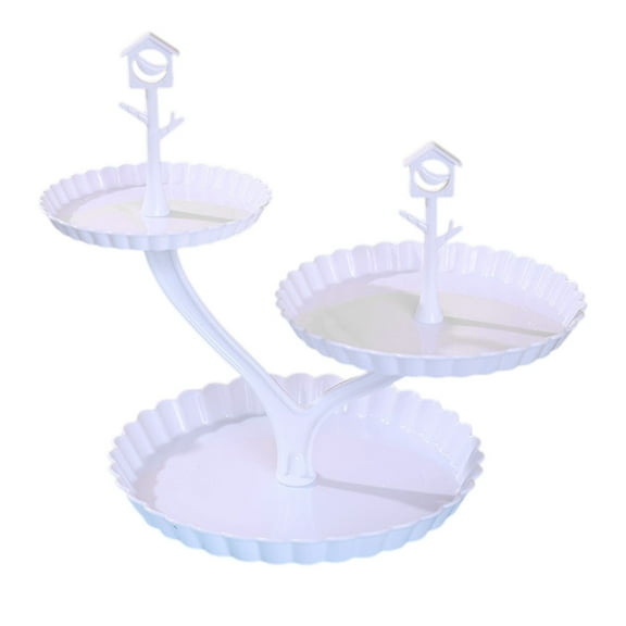 Oggfader White Tiered Dessert Stand, Sturdy Plastic Fruit Cake Display Rack - Collapsible Serving Tray for Wedding, Party, Coffee Table