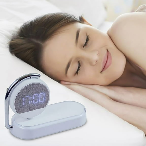 Oggfader Wireless Charger Stand Desktop Clock Alarm Clock Wireless Charging Small Night Light Desk Lamp Mobile Phone Headphone 3 in 1 Wireless Charger