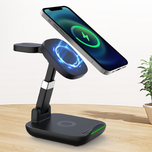 Oggfader Wireless Charger Stand Foldable Wireless Charging Station 3 In 1 Charging Station For Multiple Devices 15W Magnetic Wireless Charger Stand