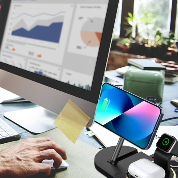 Oggfader Wireless Charger Stand Multi Functional Magnetic Wireless Charger 15W Fast Charging Folding Model Is Suitable For Wireless Charger And IOS Watch Headset