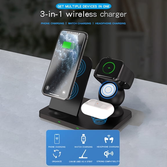 Oggfader Wireless Charger Stand Wireless Charging Charger Station 15W For /AirPods Pro for 3 in1