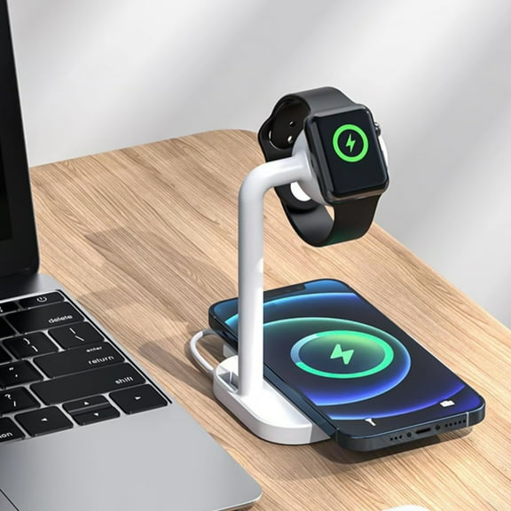 Oggfader Wireless Charger Stand Wireless Charging Station 2 In 1 Charging Station For Multiple Devices 15W Wireless Charger Stand IOS/Android