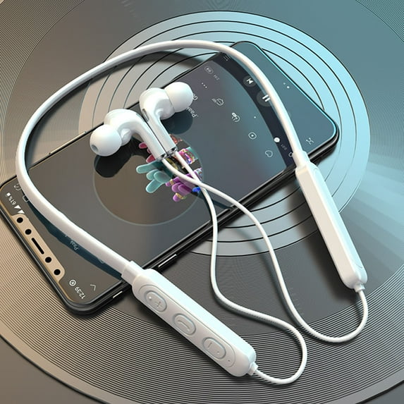 Oggfader Wireless Earbuds BT 71 Bluetooth Headset Neck 5.0 Wireless Headset Neck Sports Running Stereo White