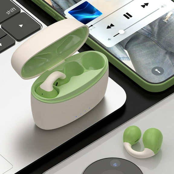 Oggfader Wireless Earbuds Bluetooth 5.3 Clip High Sound Quality Call Noise Reduction Long lasting Battery Life Waterproofs Wireless Earphones green