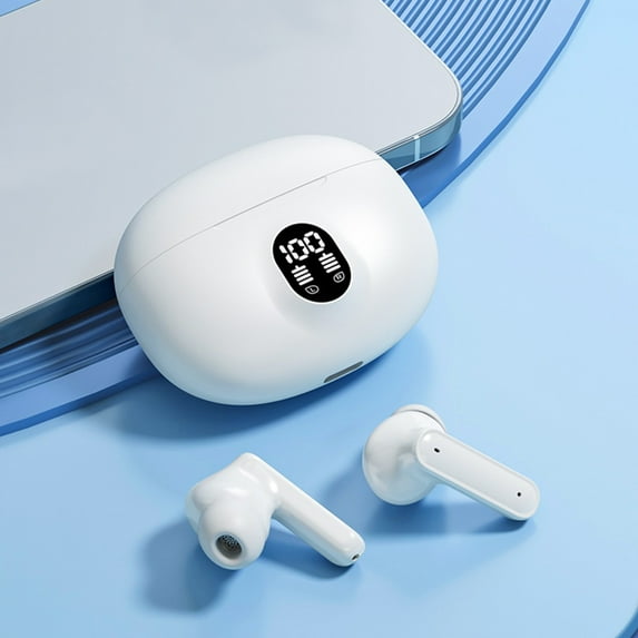 Oggfader Wireless Earbuds Bluetooth 5.3 In Ear Call Noise Reduction And Long Battery Life Intelligent Digital Display Bluetooth Wireless Earphones White