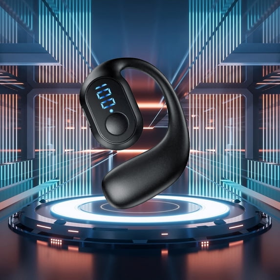 Oggfader Wireless Earbuds Bluetooth 5.3 Ear Hanging Ear Non In Ear Power Digital Display HD Call Wireless Earphones Black