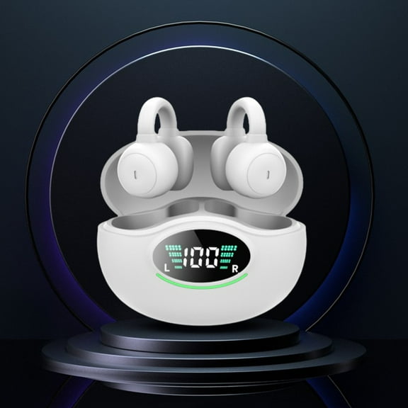 Oggfader Wireless Earbuds Bluetooth 5.3 Earless Clip Battery Display For Directional Sound Transmission And Noise Reduction Wireless Earphones White