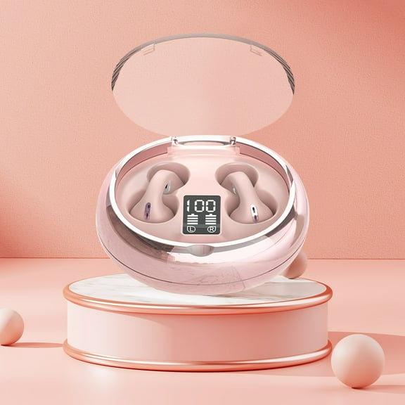 Oggfader Wireless Earbuds Bluetooth 5.3 Wireless Earphone Clip Type LED Intelligent Digital Display With Long Battery Life And High definition Microphone Bluetooth Earphones Pink
