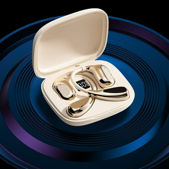 Oggfader Wireless Earbuds Bluetooth 5.4 Wireless Earphones Hanging HiFi Sound Quality Ultra Long Standby Battery Life Intelligent Digital Display Bluetooth Earphones Beige