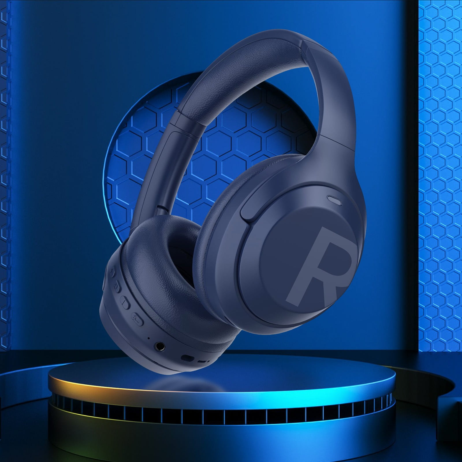 Oggfader Wireless Earbuds Bluetooth Earphone Wireless Headphones Stereo Foldable Sport Earphone Microphone Headset Handfree Blue
