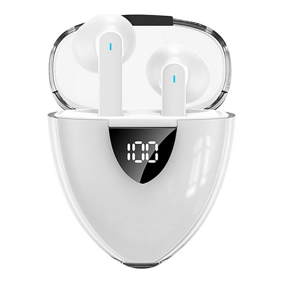 Oggfader Wireless Earbuds G39 Bluetooth Headset Binaural Digital Display With Transparent Charging Compartment Noise Reduction Wireless Headset White