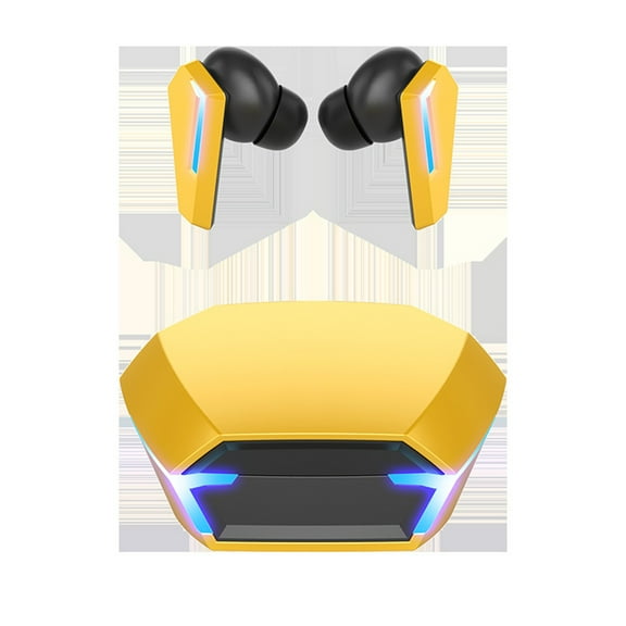 Oggfader Wireless Earbuds Gaming Bluetooth Headset Long Battery Gaming Wireless Headset Yellow