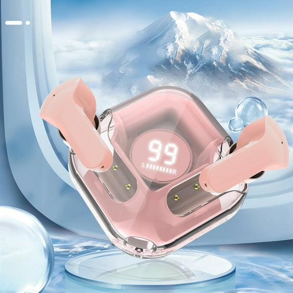 Oggfader Wireless Earbuds Wireless Ear Bluetooth Wireless Headphones Bluetooth Headphones Noise Cancelling Headphones Transparent Air37 Sports Headphones Pink